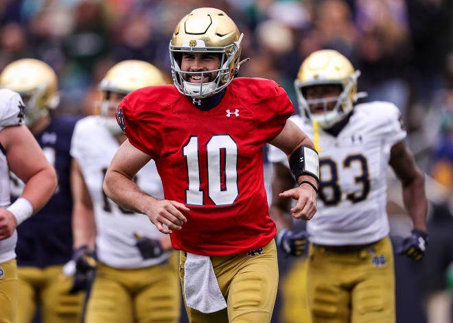 Notre Dame quarterback Sam Hartman enters the 2023 season as college football's active leader in passing yards and TD tosses.