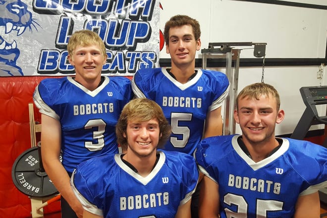 Starters since they were freshmen, these South Loup seniors are working for the big payoff as seniors. Team leaders include (left to right) Cade Connell (3), Landon Furne (6), Jack Rush (5) and Blake Schwarz (25). (Taking this photo is the closest I ever got to the Arnold High School weight room.)