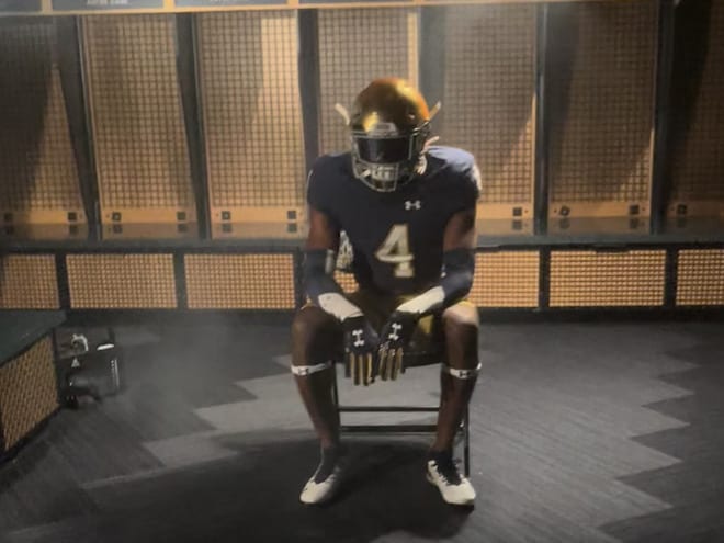 2023 class four-star running back Jeremiyah Love visited Notre Dame for the first time March 17.