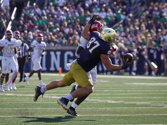 Notre Dame tight end Michael Mayer (87) was named Tuesday as a John Mackey Award finalist.