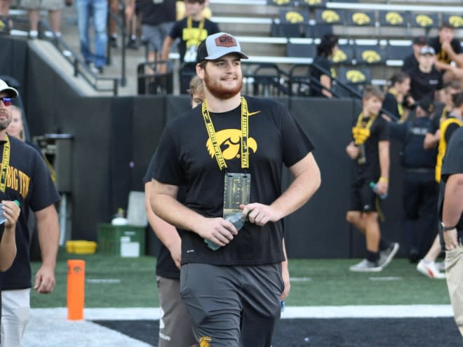 Offensive line signee Cody Fox prior to an Iowa football game at Kinnick Stadium.