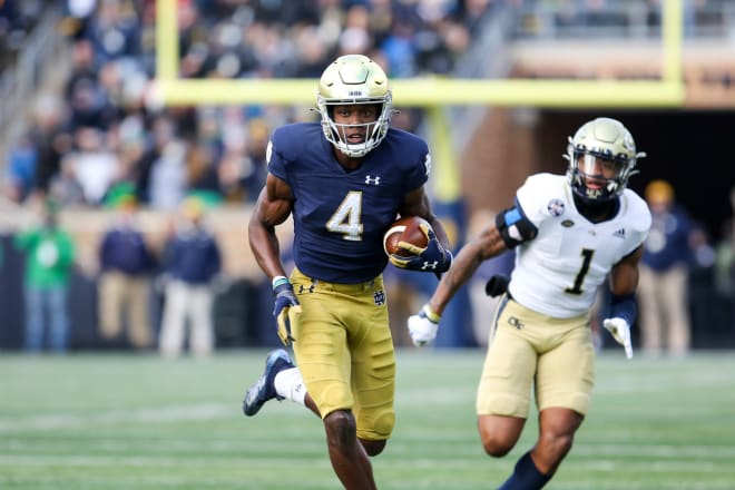 Notre Dame Fighting Irish football senior wide receiver Kevin Austin Jr. vs. the Georgia Tech Yellow Jackets