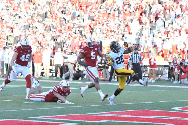 Akrum Wadley rushed for 159 yards and 3 touchdowns in Iowa's 56-14 win over Nebraska.