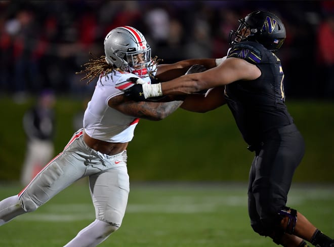 Future first-rounders Chase Young and Rashawn Slater battled in OSU's 52-3 win over NU in 2019.