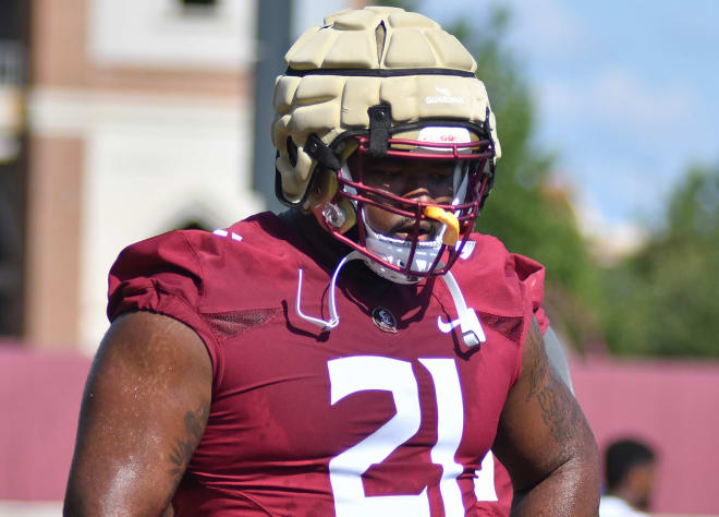 Freshman defensive tackle Marvin Wilson takes part in Tuesday's first practice.