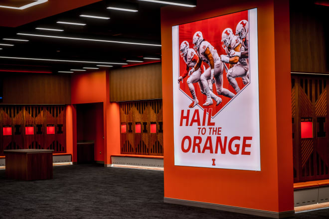 Locker room in the new Smith Football Performance Center that opened last summer.  