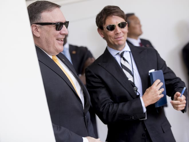 Hogan Gidley (right) with Secretary of State Mike Pompeo