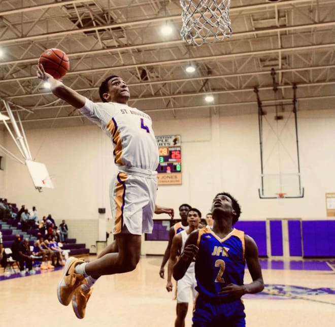 Jason Malbrue goes up for a dunk in a non-district game vs. John F. Kennedy (LA)