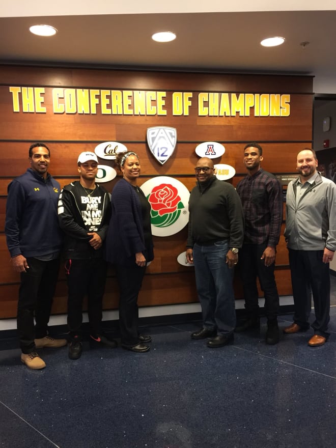 Jones (2nd from left) visited Cal Saturday