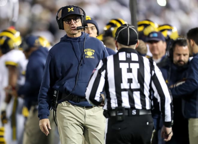 Michigan Wolverines football head coach Jim Harbaugh has won 49 games in six seasons (2020 was a shortened campaign) at U-M.