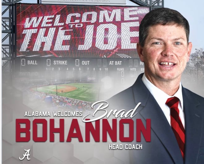 Brad Bohannon was hired as Alabama's baseball coach on Thursday. Photo | Alabama Athletics