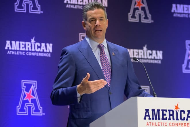 Tim Pernetti was introduced on Thursday as the new AAC Commissioner.