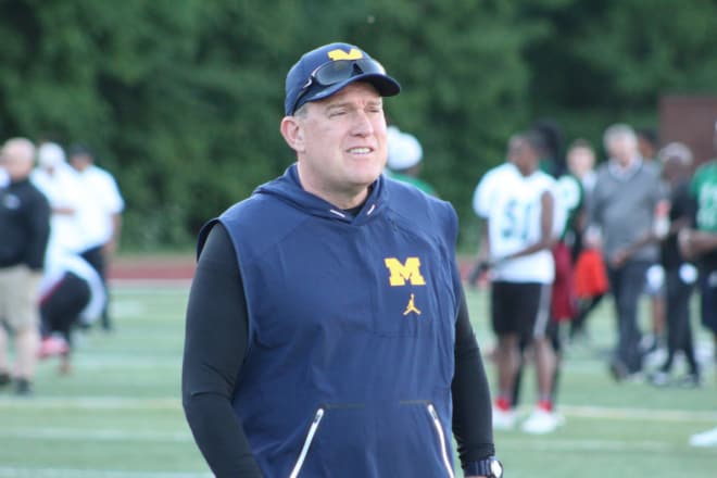 Michigan Wolverines offensive line coach Ed Warinner has to replace four offensive linemen this year. 