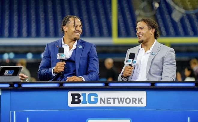 Chase (left) and Sydney Brown speak on Big Ten Network at Big Ten Media Days -- Credit: Sydney Brown Instagram