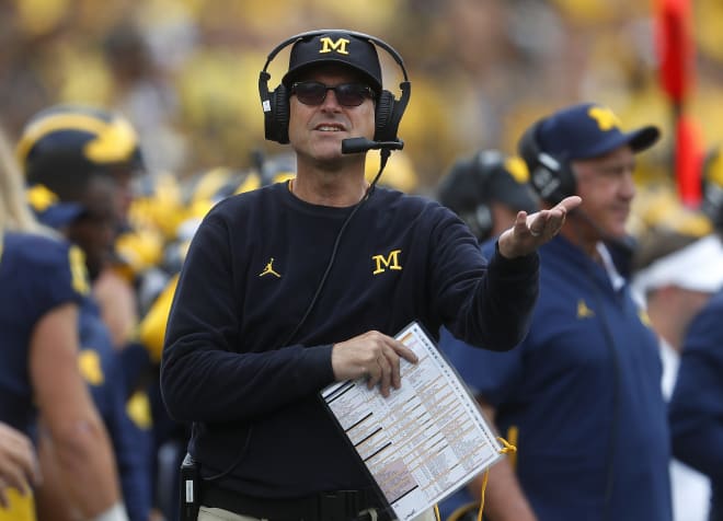 Michigan Wolverines football head coach Jim Harbaugh has won 49 games in six seasons (2020 was a shortened campaign) at U-M.