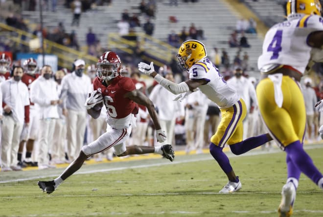 Alabama Crimson Tide receiver DeVonta Smith (6) had a big game against LSU. Photo | SEC