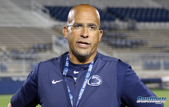 Penn State coach James Franklin will speak after a Nittany Lions practice on Wednesday night just as he did here back in August. BWI photo/Greg Pickel