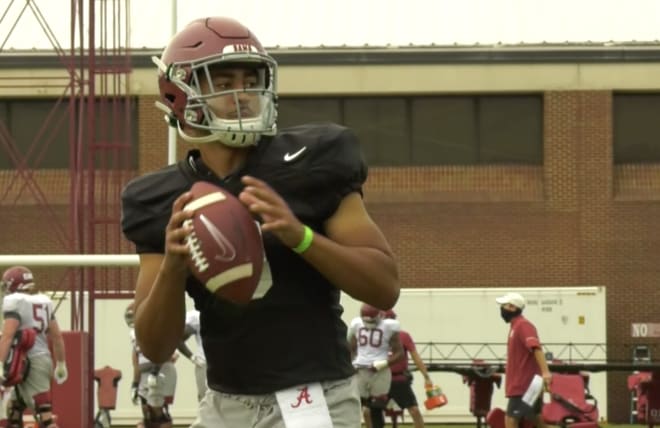 Alabama freshman quarterback Bryce Young was absent from practice Saturday. Photo | Alabama Athletics