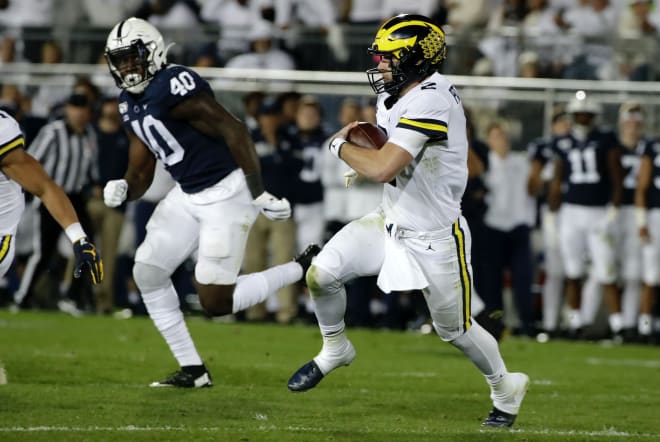 The Michigan Wolverines' football offense averaged 3.4 yards per rush against a Penn State defense that had only been allowing 1.5 entering the weekend.
