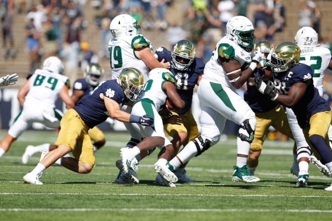 Sophomore linebacker Jack Kiser is one of several new faces to shine for Notre Dame Football in a 52-0 win over South Florida. 