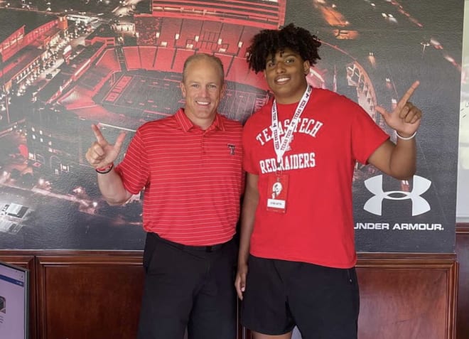 Avion Carter with Texas Tech head coach Matt Wells