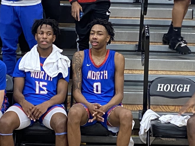 Huntersville (N.C.) North Mecklenburg High junior wing Isaiah Evans, No. 0, was offered by NC State on June 28, 2022.