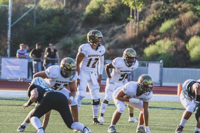 Notre Dame quarterback commit Tyler Buchner accounted for 431 yards of total offense and six touchdowns in La Jolla (Calif.) The Bishop’s School’s 75-26 victory versus Escondido (Calif.) Classical Academy.