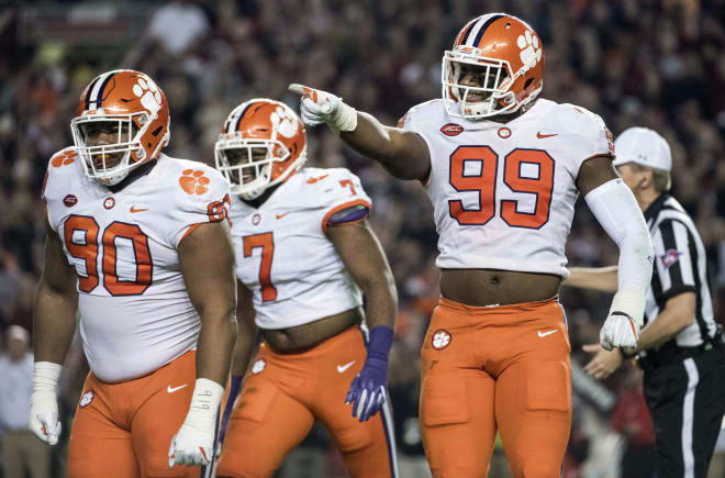 Dexter Lawrence (90), Austin Bryant (7) and Clelin Ferrell (99) make Clemson formidabile.