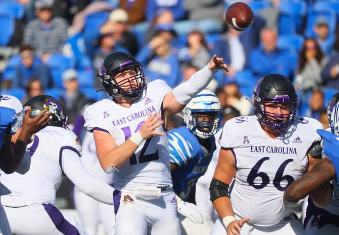 Holton Ahlers and ECU top Memphis 30-29 in overtime for the Pirates' sixth win of the season.
