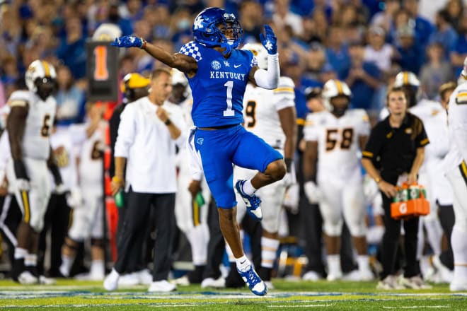Kentucky Wildcats wide receiver Wan'Dale Robinson (1) celebrates after targeting is called on Missouri Tigers defensive back Jalani Williams (not pictured) during the fourth quarter at Kroger Field. One has to respect the sheer pettiness of the moment. The unabashed ridicule is actually appreciated by us at Neal's Picks.