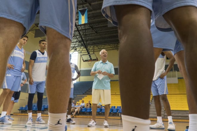 Six Tar Heels scored in double figures as they played the first of to exhibition games this weekend in the Bahamas.