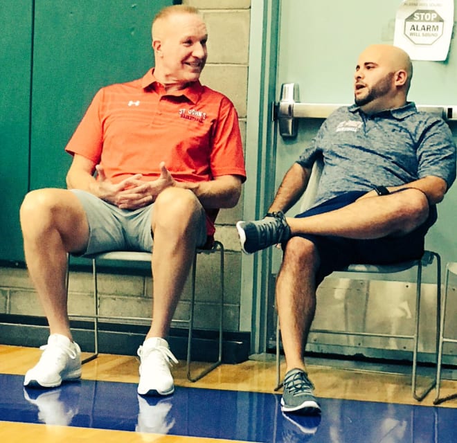 St. John's head coach Chris Mullin and assistant coach Matt Abdelmassih