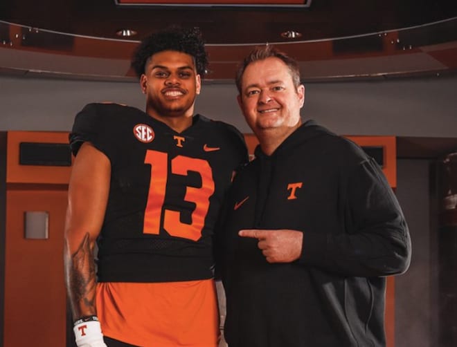 Holden Staes in Knoxville with Josh Heupel for his visit.