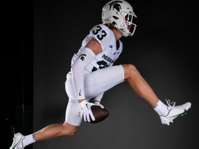 Class of 2025 four-star linebacker Grant Beerman during Michigan State official visit. (Photo courtesy of Grant Beerman/MSU Football)