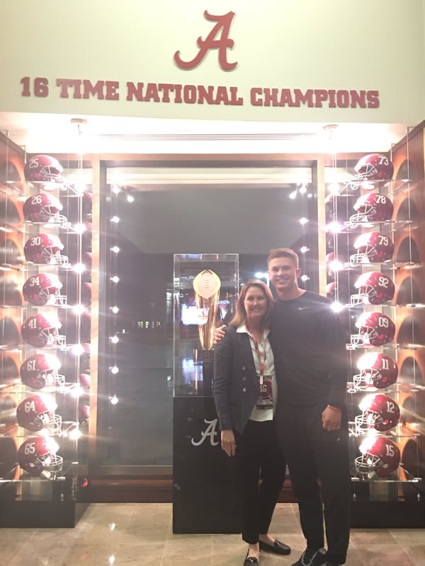 Jack West with his mom in Tuscaloosa