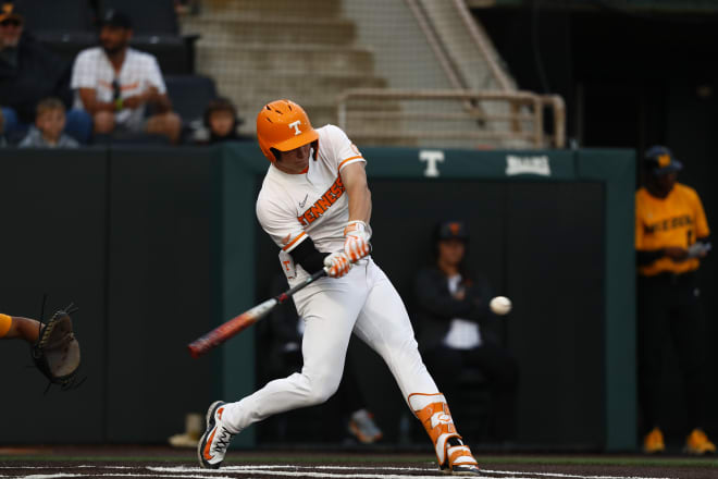 Tennessee shortstop Dean Curley was one of the Vols’ leaders at the plate in Game 3 against Missouri on Friday at Lindsey Nelson Stadium. 