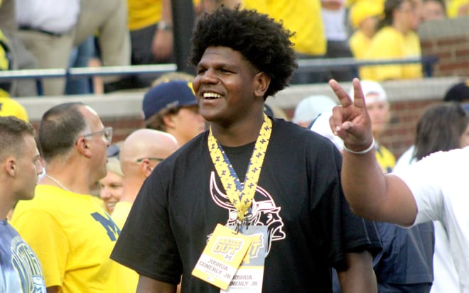 Rivals100 offensive lineman Josh Conerly holds a Michigan Wolverines football recruiting offer from Jim Harbaugh.