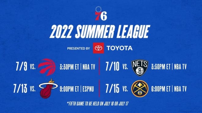 The 76er's Utah Summer League schedule. 