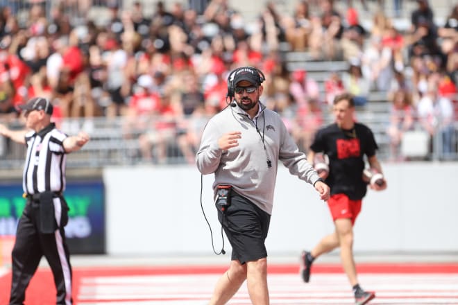 Ohio State coach Ryan Day made some post-spring moves with the roster. (Birm/DTE)