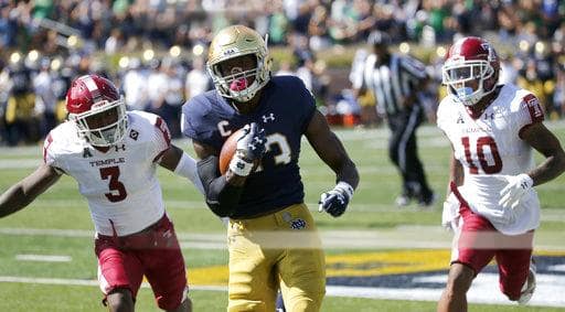 Josh Adams led Notre Dame's prolific ground attack with 161 yards on 19 carries and two touchdowns.
