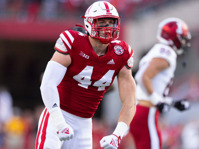 Garrett Nelson was one of several Huskers at Pro Day, working out after not receiving an NFL combine invite