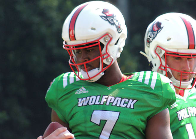 NC State redshirt sophomore quarterback Matthew McKay and the Wolfpack had their first practice with pads Tuesday.