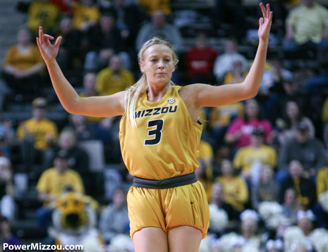 Cunningham celebrates after making a 3-pointer on Missouri's first possession of the game.