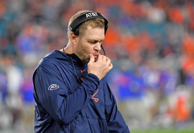 Head coach Bronco Mendenhall coached Virginia to a 9-5 record in 2019.