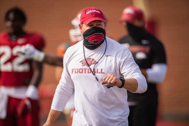 Arkansas second-year defensive coordinator Barry Odom.