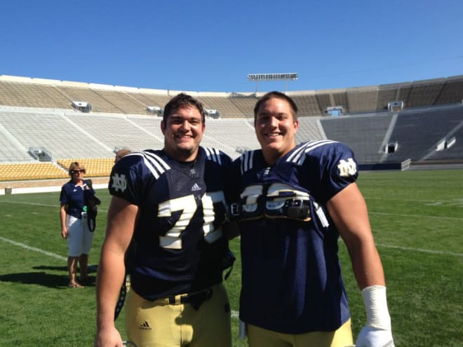 Brothers Zack Martin (left) and Nick Martin (right) highlight Notre Dame's best offensive linemen from Indiana.