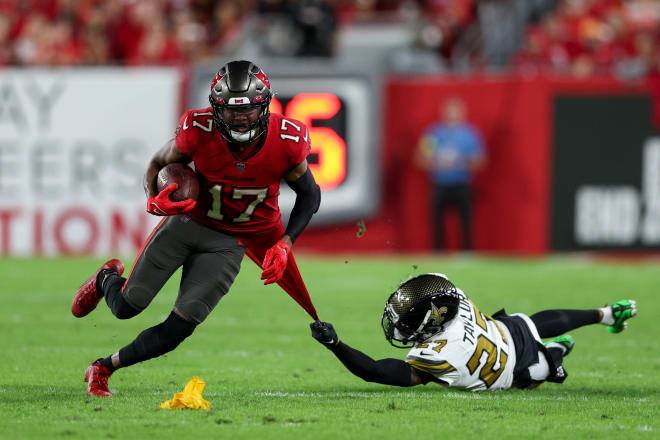 Former LSU WR Russell Gage, who joined the Tampa Bay Bucs this year after playing his first four NFL seasons for the Atlanta Falcons, will play in his first-ever playoff game since the Bucs beat Carolina Sunday afternoon to win the NFL South.