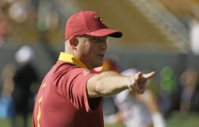 Clay Helton was named USC's new head coach after Steve Sarkisian was fired during the regular season.