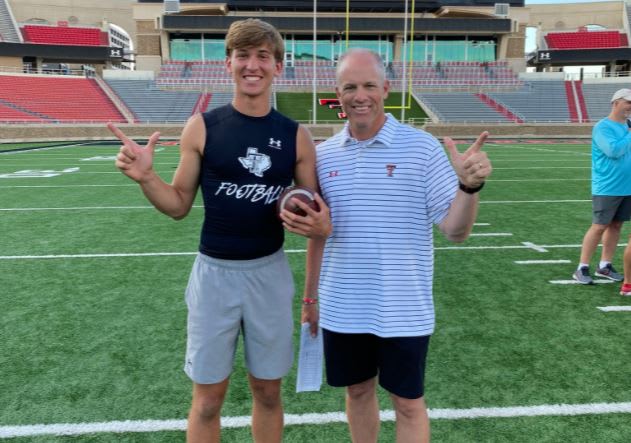 Dripping Springs QB Austin Novosad with Texas Tech head coach Matt Wells