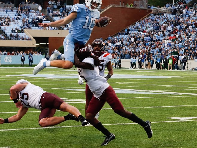 UNC QB Drake Maye has worked hard changing his instincts that sometimes put his body and the ball in jeopardy.